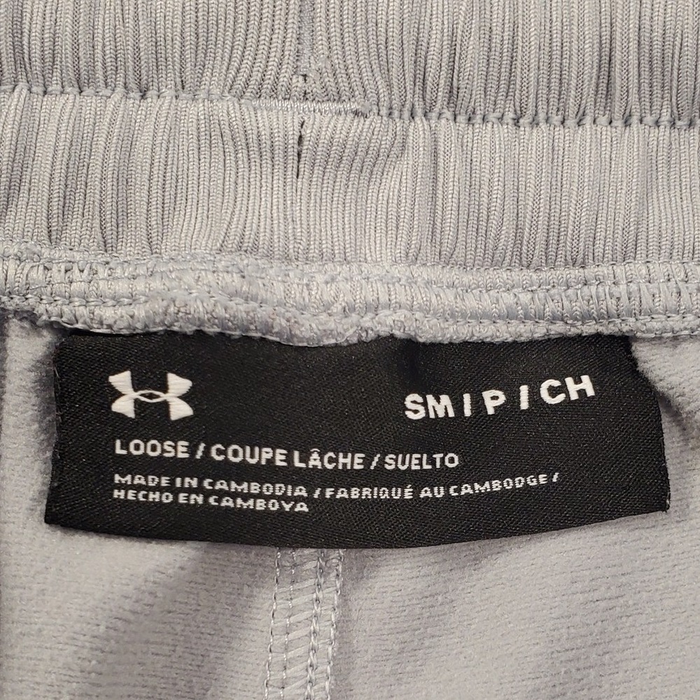 Under Armour Mens Gray Loose Fit Joggers Fleece Sweatpants Small Zipper Pockets - Picture 3 of 8